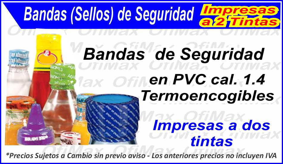 bandas etiquetas y sellos termoencogibles de seguridad impresos a dos tintas, bogota, colombia